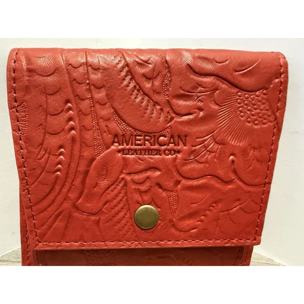 American Leather Co. Veronica Embossed Floral Tooled Leather Wallet Bifold